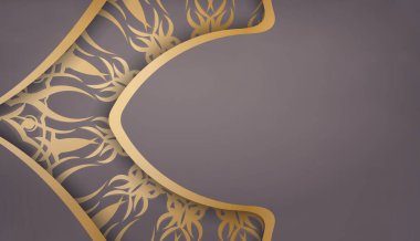 Metin altında tasarım için soyut altın desenli kahverengi renkli pankart