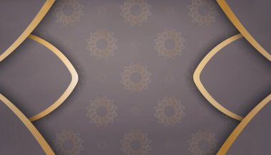 Logo veya metin altında tasarım için klasik altın desenli kahverengi pankart