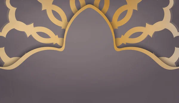 Achtergrond Bruine Kleur Met Vintage Gouden Ornamenten Plaats Voor Logo — Stockvector