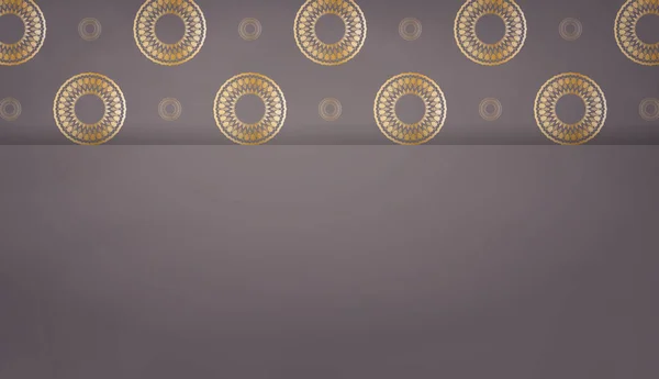 Шаблон Коричневого Баннера Винтажным Золотым Узором Пространством Вашего Логотипа — стоковый вектор