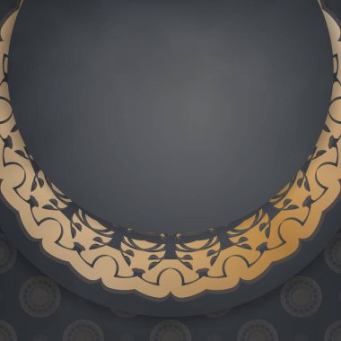 Siyah şablon ve tipografi için hazırlanmış antik altın süsler..