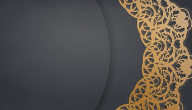 Logo veya metin altında tasarım için Hint altını desenli siyah renkli pankart şablonu