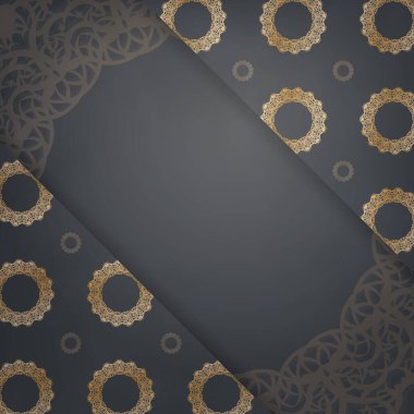 Soyut altın desenli siyah renkli broşür tipografi için hazırlandı.