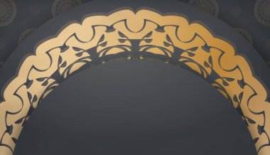 Metin altında tasarım için mandala altın desenli siyah renk şablonu