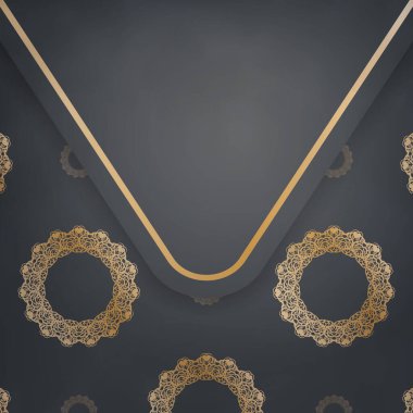 Siyah renkli broşür ve lüks altın desenli tebrik için..