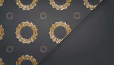 Yunan altın desenli siyah pankart şablonu ve metninizin altında