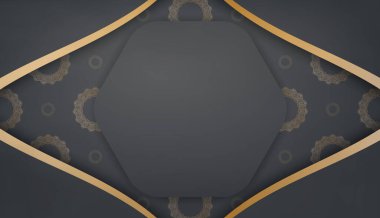 Logo veya metin altında tasarım için lüks altın süslemeleri olan siyah arkaplan