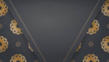 Logonuz altında tasarım için Hint altınları içeren siyah pankart şablonu