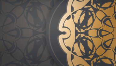 Logo veya metin tasarımı için klasik altın desenli siyah renk pankart şablonu