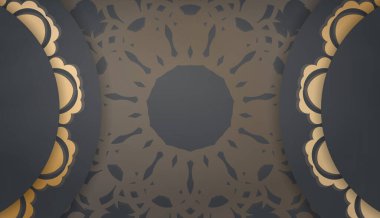 Logo veya metin tasarımı için lüks altın desenli siyah renkli pankart şablonu