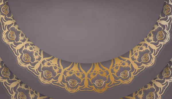 Коричневий Прапор Абстрактним Золотим Візерунком Місце Вашого Логотипу — стоковий вектор