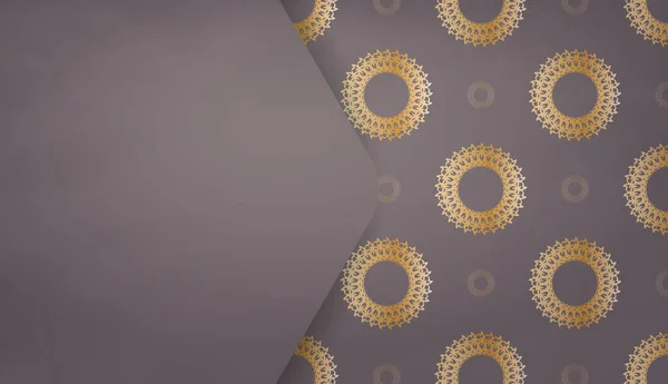Фон Коричневом Цвете Индийскими Золотыми Орнаментами Логотипом Пространства — стоковый вектор