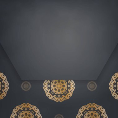 Tasarımınız için siyah broşür ve Yunan altın süslerini selamlayın.