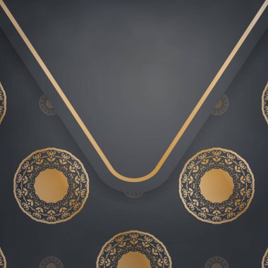 Tebrik etmek için siyah kart şablonu ve Hint altını desenleri..