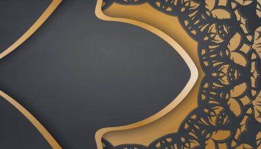 Logo tasarımı için klasik altın süslemeli siyah pankart şablonu