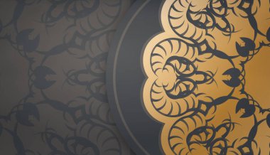 Klasik altın desenli siyah pankart şablonu ve metin için yer