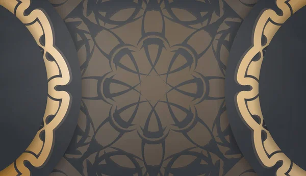 Modelo Banner Preto Com Ornamento Ouro Mandala Para Design Sob — Vetor de Stock
