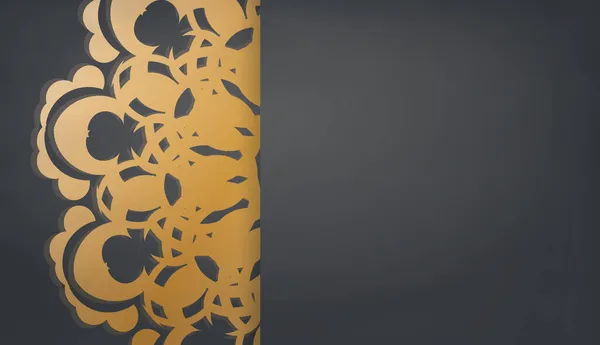 Черный Шаблон Баннера Винтажным Золотым Узором Дизайна Вашим Логотипом — стоковый вектор