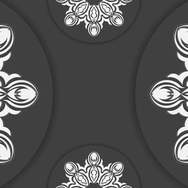 Une Carte Postale Noir Avec Mandala Ornements Blancs Préparés Pour — Image vectorielle