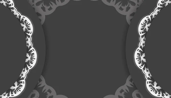 Banner Preto Com Mandala Ornamento Branco Lugar Para Seu Logotipo —  Vetores de Stock