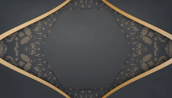 Černá Barva Banner Šablona Luxusním Zlatým Vzorem Pro Pod Logem — Stockový vektor