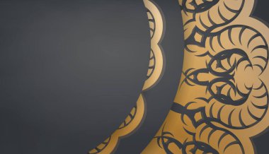 Soyut altın desenli siyah pankart şablonu ve metninizin altında