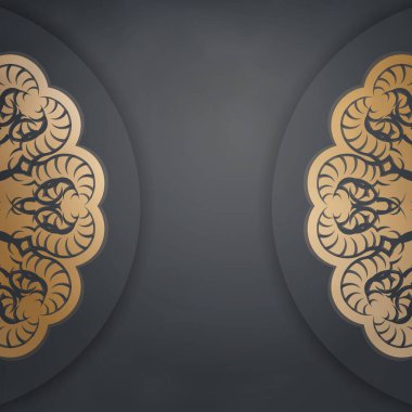 Siyah kart şablonu ve tipografi için hazırlanmış klasik altın süslemeler..