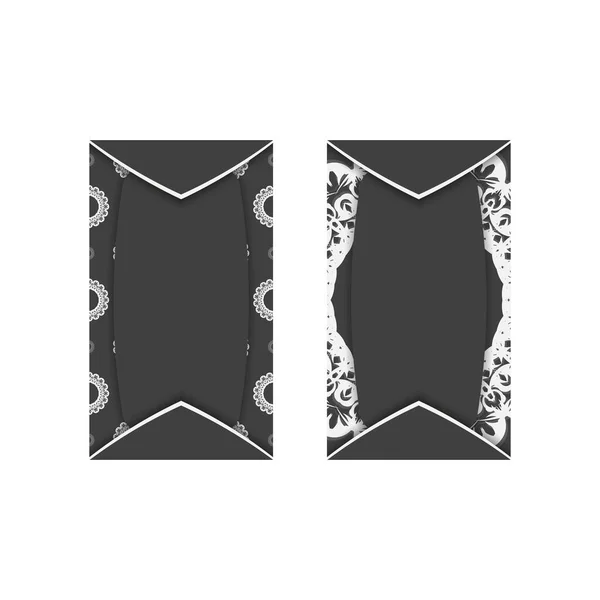 Visitenkarte Schwarz Mit Abstraktem Weißen Muster Für Ihre Marke — Stockvektor