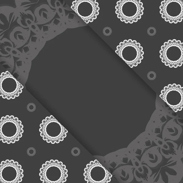 Brochure Noire Avec Motif Blanc Indien Pour Votre Design — Image vectorielle