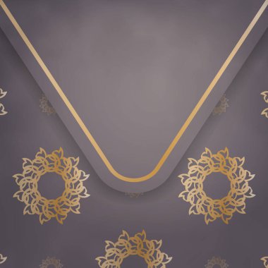 Tebrik etmek için soyut altın süslemeli kahverengi broşür..