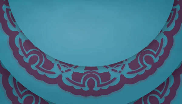 Baner Van Turquoise Kleur Met Indisch Paars Ornament Voor Ontwerp — Stockvector
