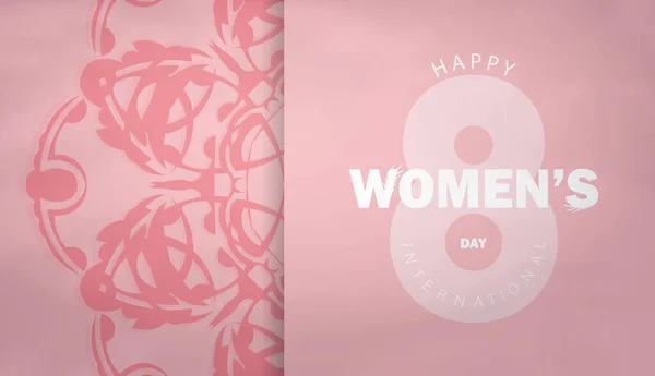 Broșură Martie Ziua Internațională Femeilor Culoare Roz Model Vintage — Vector de stoc