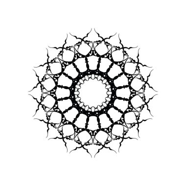 Siyah ve beyaz mandala vektör üzerinde beyaz izole. Vektör el çekilmiş dairesel dekoratif öğe.