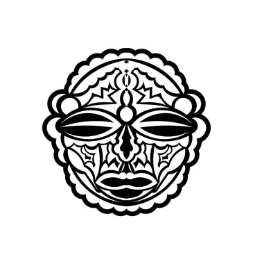 Kabile Afrika maskesi vektör simgesi. Siyah vektör simgesi beyaz arka plan Afrika maskesi üzerinde izole edilmiş..