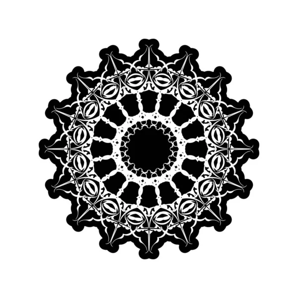 Vecteur Mandala Noir Blanc Isolé Sur Blanc Vecteur Dessiné Main — Image vectorielle