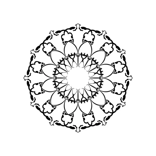 Vector Mandala Blanco Negro Aislado Blanco Vector Dibujado Mano Elemento — Vector de stock