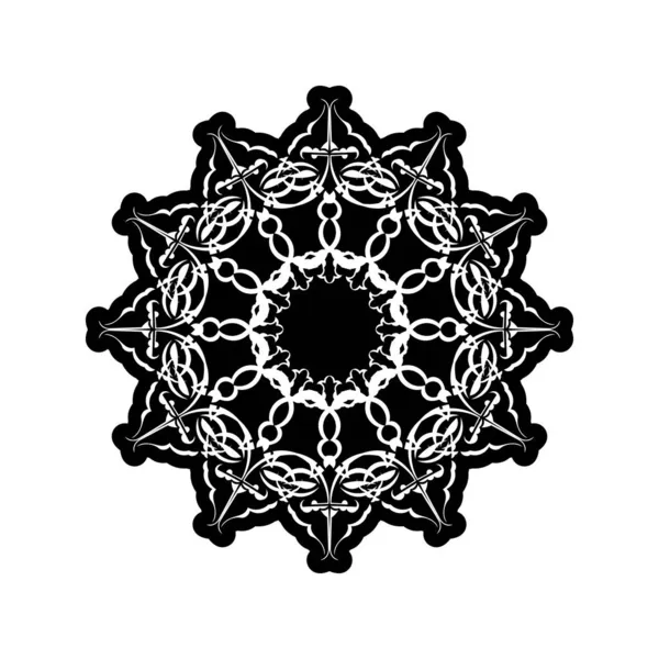 Vector Mandala Blanco Negro Aislado Blanco Vector Dibujado Mano Elemento — Archivo Imágenes Vectoriales