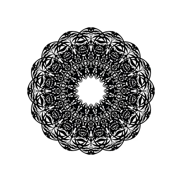 Vettore Mandala Bianco Nero Isolato Bianco Elemento Decorativo Circolare Disegnato — Vettoriale Stock