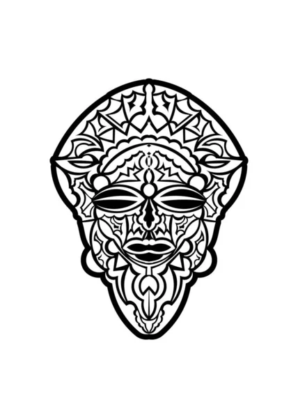 Tribal Afrikansk Mask Vektor Ikon Svart Vektor Ikon Isolerad Vit — Stock vektor