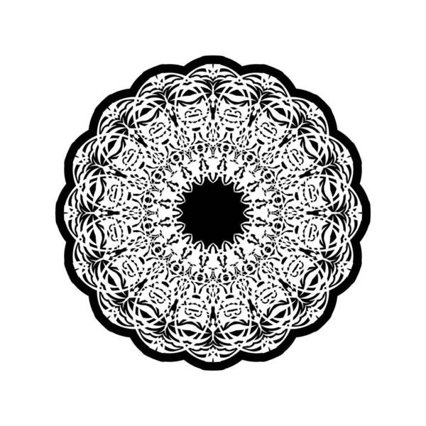 Черно Белый Вектор Мандалы Изолирован Белом Векторный Ручной Рисунок — стоковый вектор
