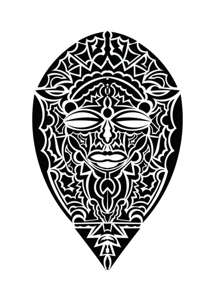Tribal Afrikaanse Masker Vector Icon Black Vector Pictogram Geïsoleerd Witte — Stockvector