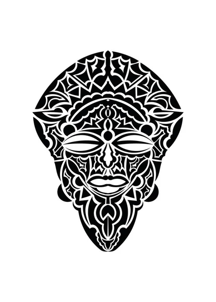 Tribal Afrikaanse Masker Vector Icon Black Vector Pictogram Geïsoleerd Witte — Stockvector