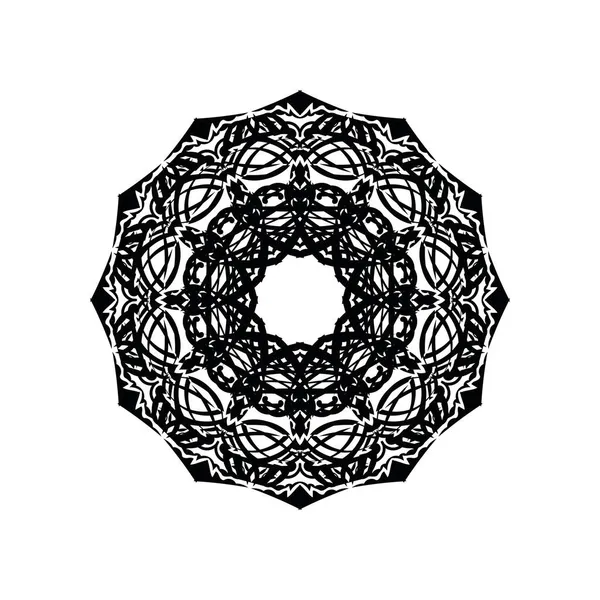 Vettore Mandala Bianco Nero Isolato Bianco Elemento Decorativo Circolare Disegnato — Vettoriale Stock