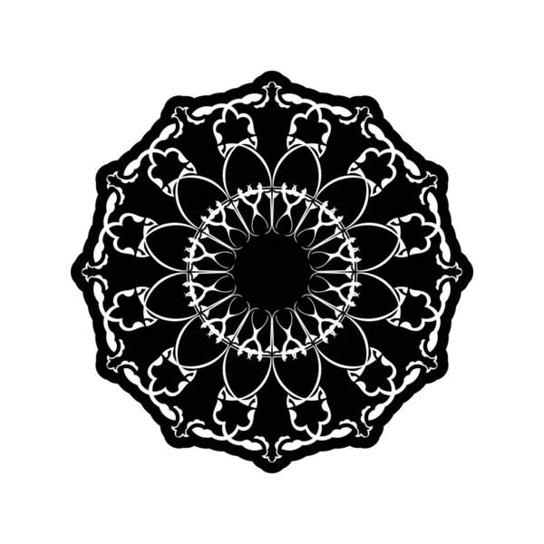 Černá Bílá Mandala Vektor Izolované Bílém Vektor Ručně Tažené Kruhové — Stockový vektor