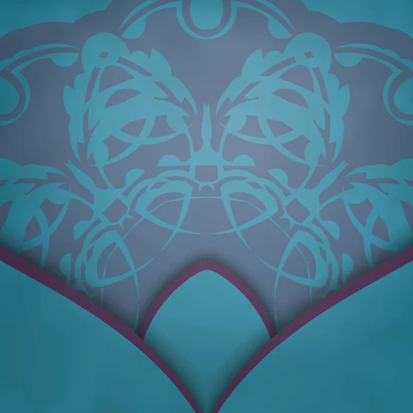 Бірюзова Листівка Грецьким Пурпуровим Орнаментом Ваших Вітання — стоковий вектор