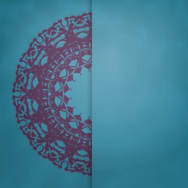 Tebrikler, turkuaz renkli tebrik kartı ve mandala mor süsü..