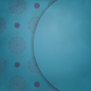 Turkuaz rengi ve tipografi için hazırlanmış klasik mor desenli selamlama broşürü.