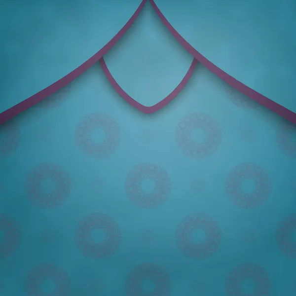 Открытки Бирюзовом Цвете Роскошными Фиолетовыми Орнаментами Вашего Дизайна — стоковый вектор