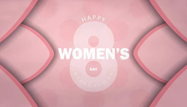 Ευχετήρια Κάρτα Διεθνή Γυναικών Ημέρα Ροζ Χρώμα Αφηρημένο Μοτίβο — Διανυσματικό Αρχείο