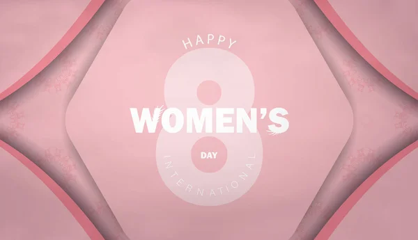 Φυλλάδιο Διακοπών Διεθνείς Γυναίκες Ημέρα Ροζ Χρώμα Μοτίβο Χειμώνα — Διανυσματικό Αρχείο